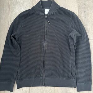 Billy Reid Black Textured Bomber Jacket
